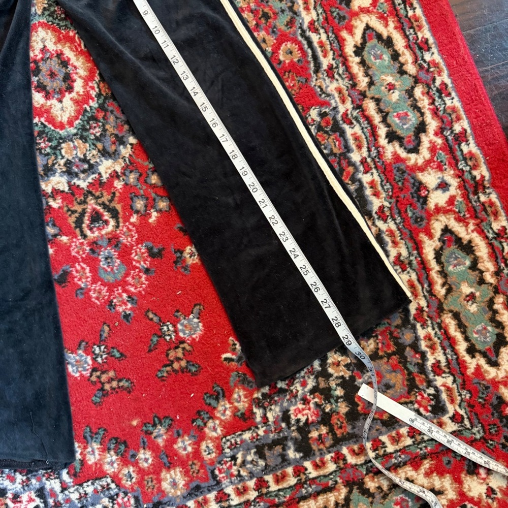 L.E.I. Active Womens Velour Track Pants Black Wide Leg Side Stripe Y2K Size s - Picture 6 of 7